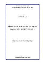 Xây dựng, sử dụng webquest trong dạy học hóa học hữu cơ lớp 11