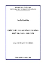 Phát triển du lịch tỉnh ninh bình thực trạng và giải pháp