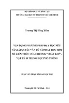 Vận dụng phương pháp dạy học nêu và giải quyết vấn đề vào dạy học một số kiến thức của chương “chất khí”   vật lý 10 trung học phổ thông