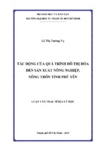 Tác động của quá trình đô thị hóa đến sản xuất nông nghiệp, nông thôn tỉnh phú yên