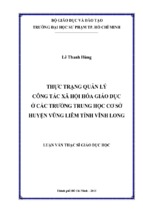 Thực trạng quản lý công tác xã hội hóa giáo dục ở các trường trung học cơ sở huyện vũng liêm tỉnh vĩnh long