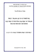 Thực trạng quản lí thiết bị dạy học ở trường đại học sư phạm thành phố hồ chí minh