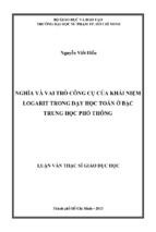 Nghĩa và vai trò công cụ của khái niệm logarit trong dạy học toán ở bậc trung học phổ thông