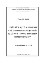 Phân tích sự cố mất điện bể chứa thanh nhiên liệu thải từ lò pwr – 2 vòng bằng phần mềm pctran sfp