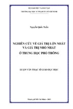 Nghiên cứu về giá trị lớn nhất và giá trị nhỏ nhất ở trung học phổ thông