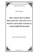 Thực trạng quản lí hoạt động giáo dục thể chất ở các trường thcs quận 9 thành phố hồ chí minh