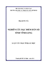 Nghiên cứu đặc điểm dân số tỉnh vĩnh long