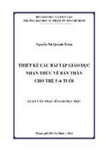 Thiết kế các bài tập giáo dục nhận thức về bản thân cho trẻ 5  6 tuổi