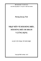 Nhập môn về đối đồng điều, đối đồng điều de rham và ứng dụng