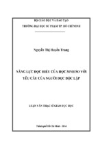 Năng lực đọc hiểu của học sinh so với yêu cầu của người đọc độc lập