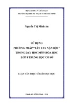 Sử dụng phương pháp “bàn tay nặn bột” trong dạy học môn hóa học lớp 8 trung học cơ sở