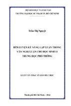 Rèn luyện kỹ năng lập luận trong văn nghị luận cho học sinh 11 trung học phổ thông