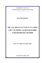 Nhu cầu tham vấn tâm lý của nhân viên văn phòng tại doanh nghiệp ở thành phố hồ chí minh