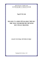 Thái độ của sinh viên đại học thể dục thể thao thành phố hồ chí minh đối với giá trị sống