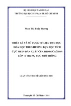 Thiết kế và sử dụng tư liệu dạy học hóa học theo hướng dạy học tích cực phần dẫn xuất của hidrocacbon ớp 11 trung học phổ thông