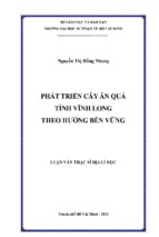 Phát triển cây ăn quả tỉnh vĩnh long theo hướng bền vững