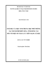 Thái độ của học sinh trung học phổ thông tại thành phố biên hòa, tỉnh đồng nai đối với một số trào lưu trên mạng xã hội