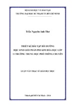 Thiết kế bài tập bồi dưỡng học sinh giỏi phần phi kim hóa học lớp 11 trường trung học phổ thông chuyên