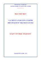 Vai trò của fukuzawa yukichi đối với lịch sử nhật bản cận đạ