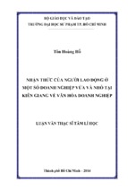 Nhận thức của người lao động ở một số doanh nghiệp vừa và nhỏ tại kiên giang về văn hóa doanh nghiệp