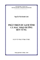 Phát triển du lịch tỉnh cà mau theo hướng bền vững