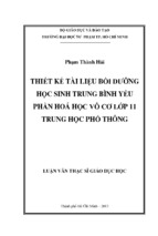 Thiết kế tài liệu bồi dưỡng học sinh trung bình yếu phần hoá học vô cơ lớp 11 trung học phổ thông