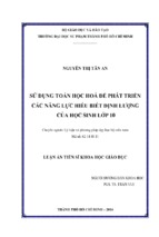 Sử dụng toán học hoá để phát triển các năng lực hiểu biết định lượng của học sinh lớp 10