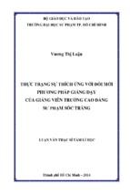 Thực trạng sự thích ứng với đổi mới phương pháp giảng dạy của giảng viên trường cao đẳng sư phạm sóc trăng