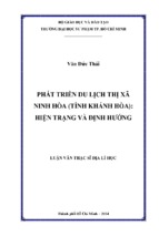 Phát triển du lịch thị xã ninh hòa (tỉnh khánh hòa) hiện trạng và định hướng