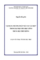 Vận dụng phương pháp “bàn tay nặn bột” trong dạy học hóa học lớp 10 trung học phổthông