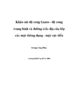 Khảo sát độ cong gaus   độ cong và đường trắc địa của lớp các mặt cắt thông dụng   mặt cực tiểu