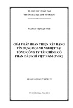 Giải pháp hoàn thiện xếp hạng tín dụng doanh nghiệp tại tổng công ty tài chính cổ phần dầu khí việt nam (pvfc)