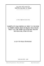 Nghiên cứu đặc điểm cấu trúc và tái sinh tự nhiên trong một số trạng thái thảm thực vật thứ sinh tại vùng đầu nguồn hồ thác bà, tỉnh yên bái