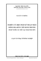 Nghiên cứu biện pháp kỹ thuật nhân giống hoa đồng tiền bằng phương pháp nuôi cấy mô tại thái nguyên