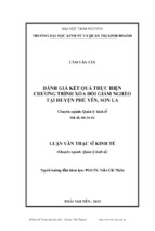 đánh giá kết quả thực hiện chương trình xóa đói giảm nghèo tại huyện phù yên, sơn la