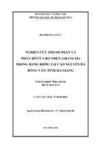 Nghiên cứu thành phần và phân bố của bộ nhện (araneae) trong hang động tại cao nguyên đá đồng văn, tỉnh hà giang (lv01912)