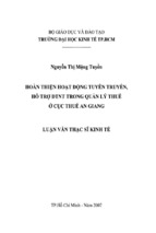 Luận văn thạc sĩ hoàn thiện hoạt động tuyên truyền, hỗ trợ dtnt trong quản lý thuế ở cục thuế an giang