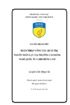 Hoàn thiện công tác quản trị nguồn nhân lực tại trường cao đẳng nghề quốc tế vabis hồng lam