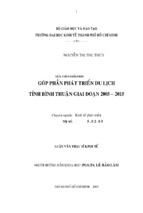 Luận văn thạc sĩ kinh tế góp phần phát triển du lịch tỉnh bình thuận giai đoạn 2005 – 2015