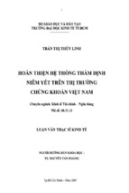 Luận văn thạc sĩ hoàn thiện hệ thống thẩm định niêm yết trên thị trường chứng khoán việt nam