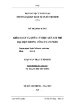 Kiểm soát và quản lý hiệu quả chi phí đại diện trong công ty cổ phần