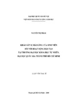 Khảo sát sự hài lòng của sinh viên đối với hoạt động đào tạo tại trường ðại học khoa học tự nhiên, đại học quốc gia thành phố hồ chí minh