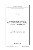 Kiểm soát chi thường xuyên ngân sách nhà nước qua kho bạc nhà nước tỉnh hải dương