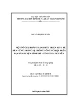 Một số giải pháp nhằm phát triển kinh tế bền vững trong hệ thống nông nghiệp trên địa bàn huyện đồng hỷ   tỉnh thái nguyên