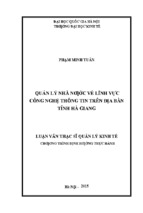 Luận văn thạc sỹ quản lý kinh tế quản lý nhà nước về lĩnh vực công nghệ thông tin