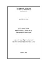 Luận văn thạc sĩ quản lý kinh tế quản lý nhà nước trong lĩnh vực bảo vệ rừng trên địa bàn tỉnh hà giang