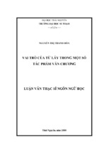 Luận văn thạc sĩ ngôn ngữ học vai trò của từ láy trong một số tác phẩm văn chương