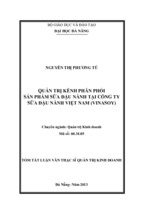 Luận văn thạc sĩ quản trị kênh phân phối sản phẩm sữa đậu nành tại công ty sữa đậu nành việt nam (vinasoy)