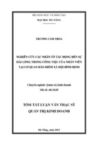 Nghiên cứu các nhân tố tác động đến sự hài lòng trong công việc của nhân viên tại cơ quan bảo hiểm xã hội bình định