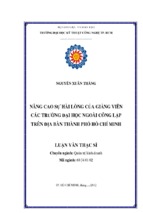 Nâng cao sự hài lòng của giảng viên các trường đại học ngoài công lập trên địa bàn thành phố hồ chí minh